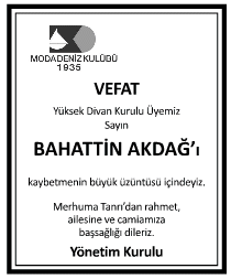 Bahattin Akdağ Vefat İlanı