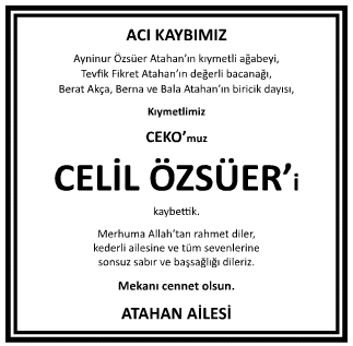 Celil Özsüer Vefat İlanı