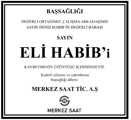 Eli Habib Vefat İlanı