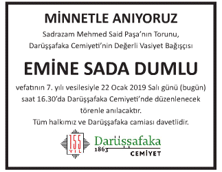Emine Sada Dumlu Vefat İlanı