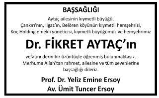 Fikret Aytaç Başsağlığı İlanı