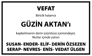 Güzin Aktan Vefat İlanı