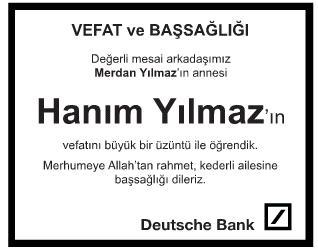 Hanım Yılmaz Başsağlığı İlanı