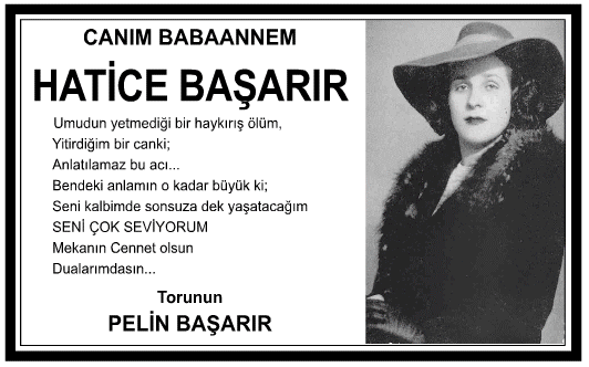 Hatice Başarır Vefat İlanı