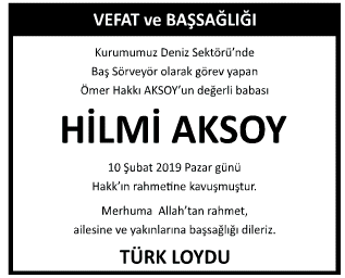 Hilmi Aksoy Başsağlığı İlanı