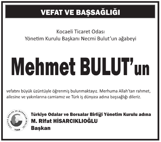 Mehmet Bulut Başsağlığı İlanı