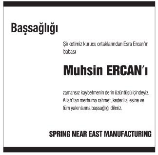 Muhsin Ercan Başsağlığı İlanı