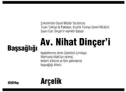 Nihat Dinçer Başsağlığı İlanı