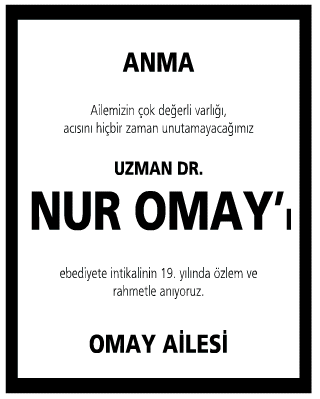 Nur Omay Anma İlanı
