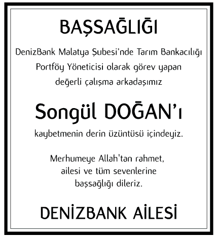 Songül Doğan Başsağlığı İlanı