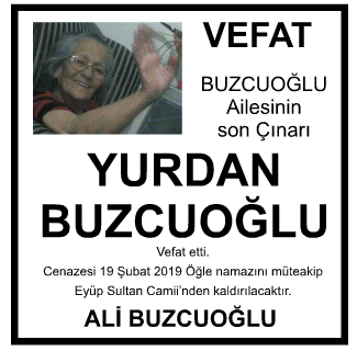 Yurdan Buzcuoğlu Vefat İlanı